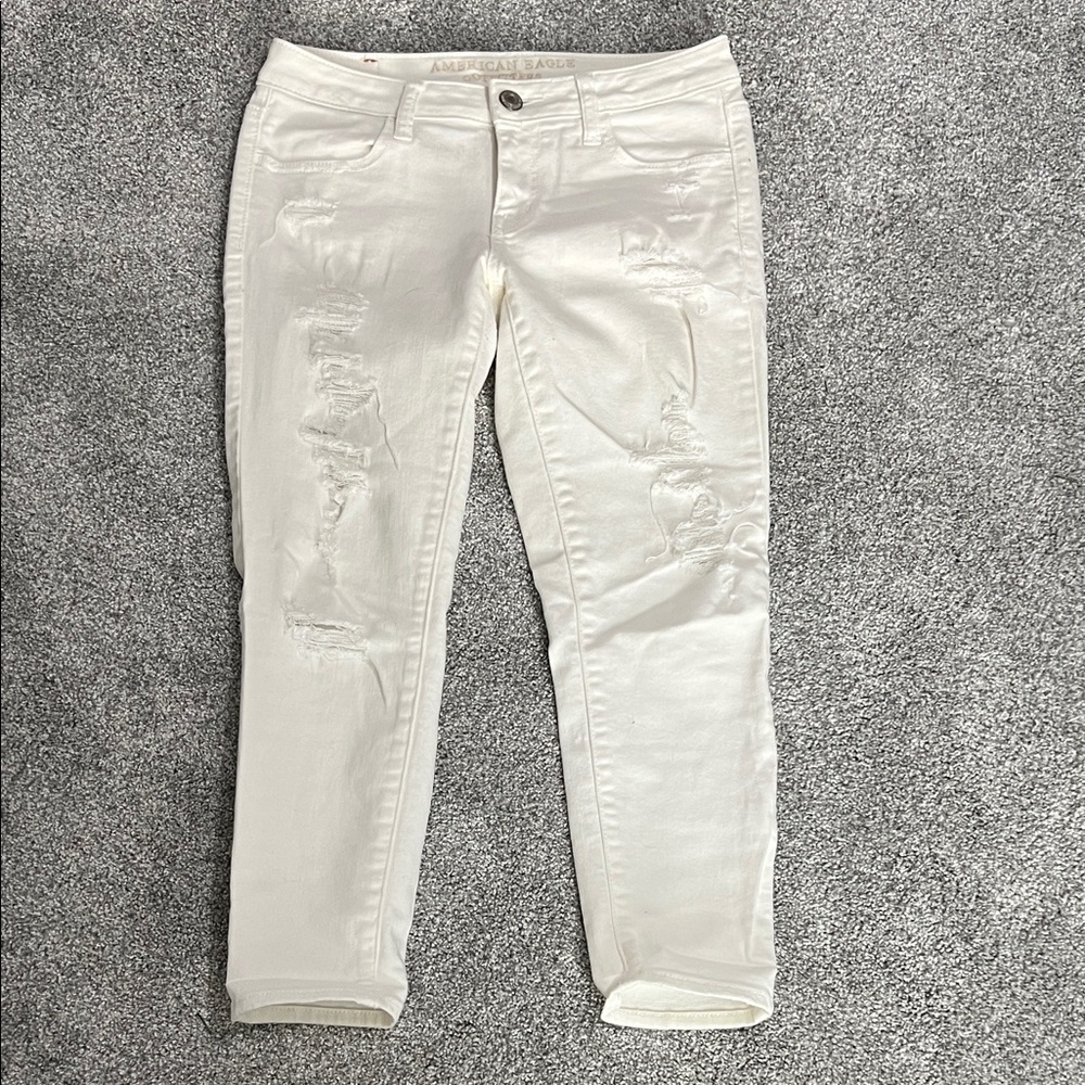 American Eagle Outfitters Women's White Jegging Crops